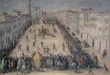 Ein Fußballspiel auf der Piazza Santa Maria Novella, Florenz, 1555